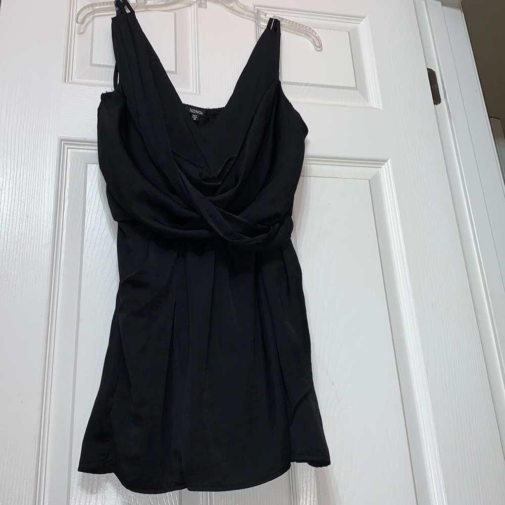 EUC XOXO M Black Grecian romper